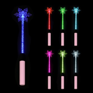 High Quality Bright Fiber Optic Wands Snow Flake LED Glow Sticks for Christmas Gift Light Up Magic Wand