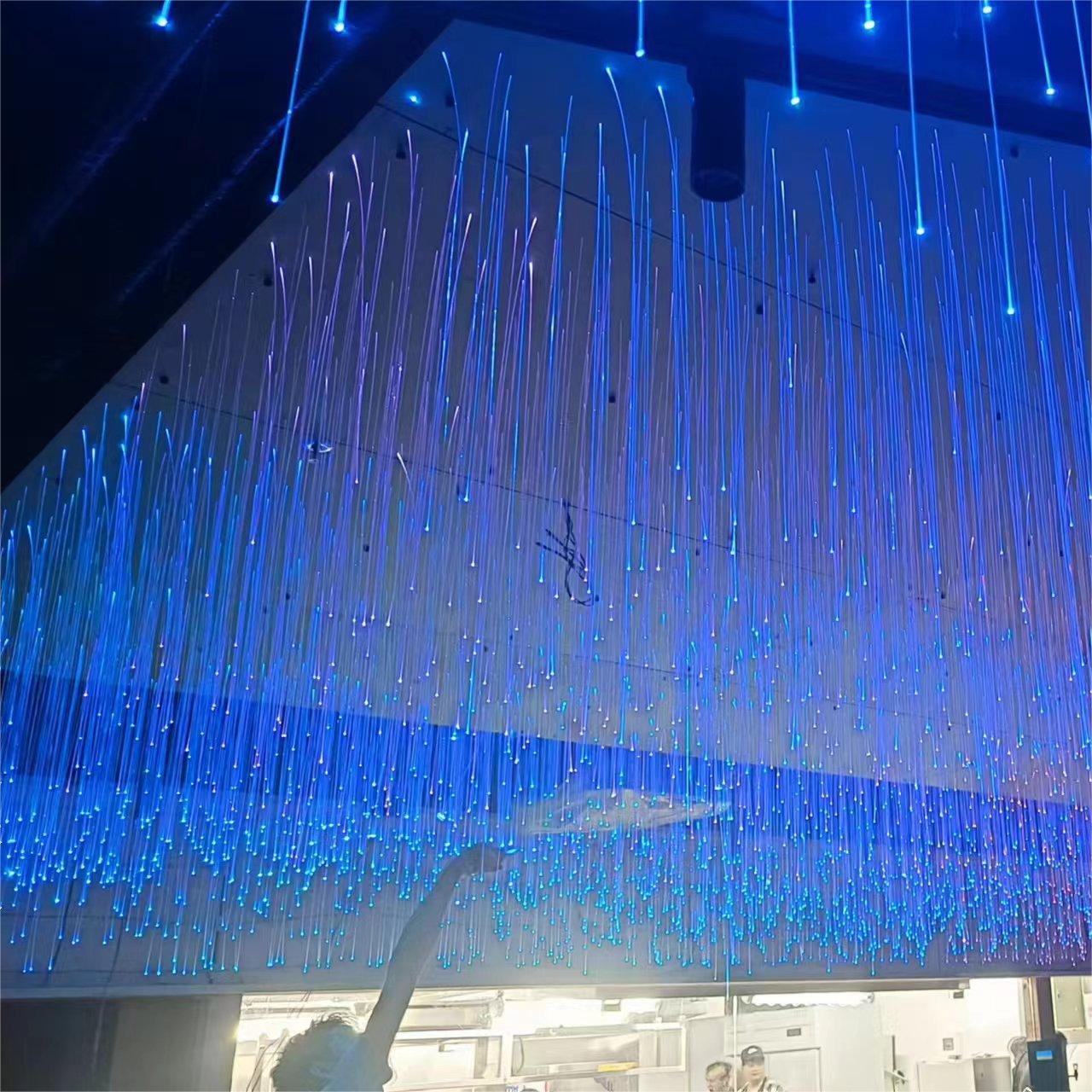 2023 Real Restaurant Decor Project: KepuAi’s Finished Jellyfish Chandelier Fiber Optic Lighting Decor Project